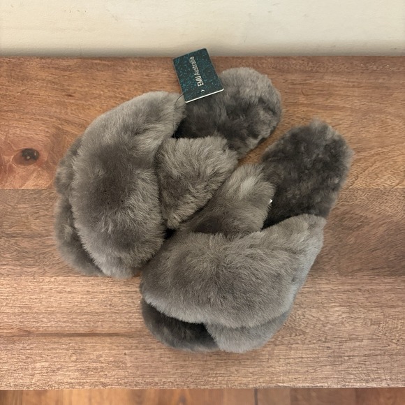 EMU Australia x Free People Mayberry Teddy Cozy Slippers Gray 4 Women 3 Kids NWT - Picture 13 of 15